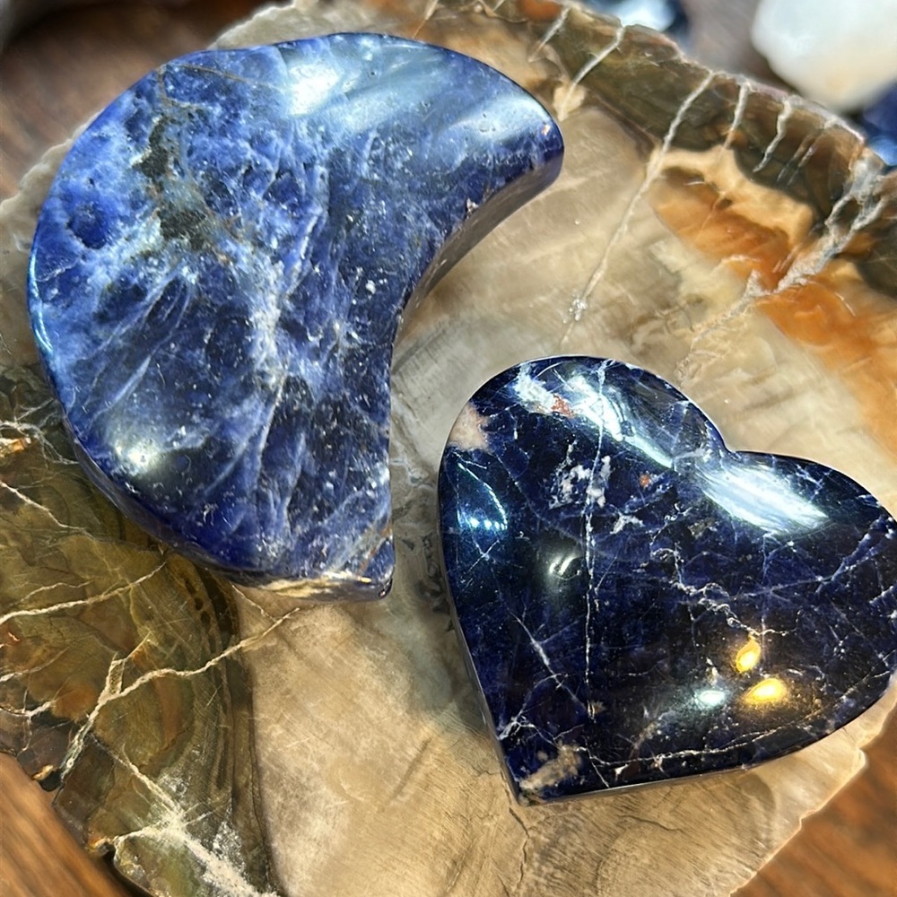 🔥SALE🔥 Sodalite Crystal Moon And Heart Carving!